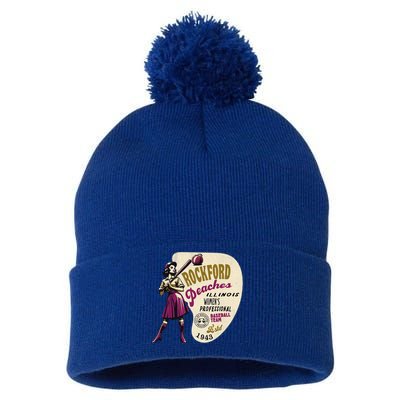 Rockford Peaches Women Professional Baseball Team Pom Pom 12in Knit Beanie
