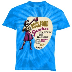 Rockford Peaches Women Professional Baseball Team Kids Tie-Dye T-Shirt