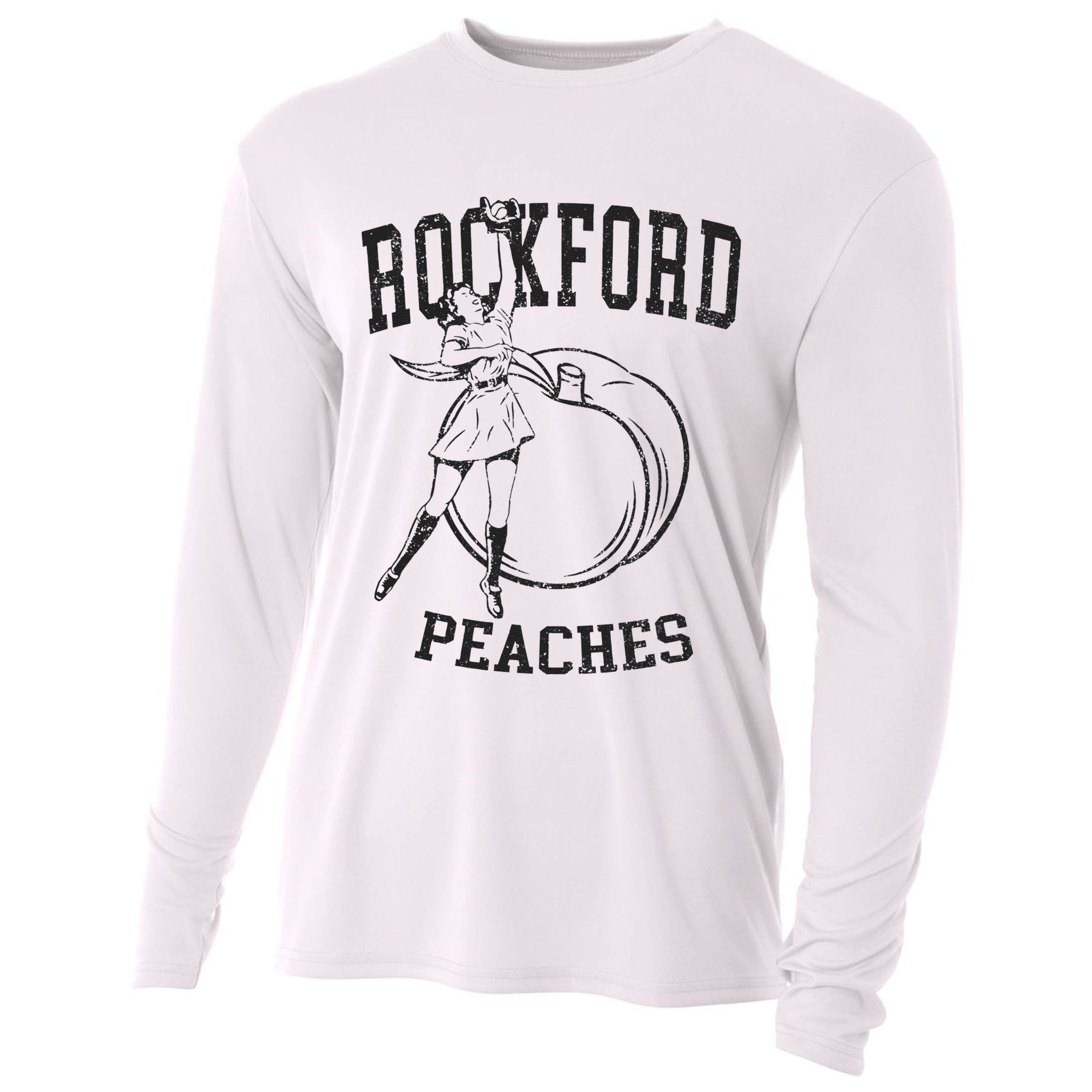 Rockford Peaches Womens Baseball Cooling Performance Long Sleeve Crew