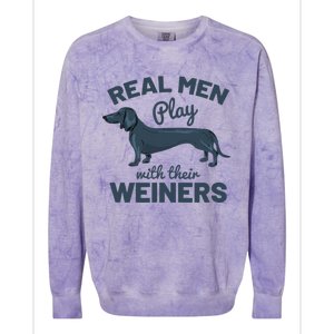 Real Play With Their Weiners Funny Dachshund Dog Colorblast Crewneck Sweatshirt