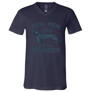 Real Play With Their Weiners Funny Dachshund Dog V-Neck T-Shirt