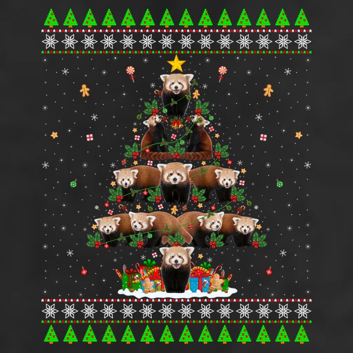 Red Panda Xmas Tree Ugly Sweater Santa Red Panda Christmas Meaningful Gift 7 Panel Mesh Trucker Snapback Hat