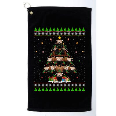 Red Panda Xmas Tree Ugly Sweater Santa Red Panda Christmas Meaningful Gift Golf Towel