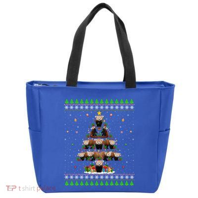 Red Panda Xmas Tree Ugly Sweater Santa Red Panda Christmas Meaningful Gift Zip Tote Bag