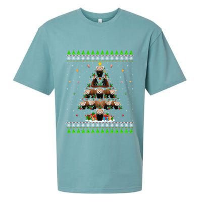 Red Panda Xmas Tree Ugly Sweater Santa Red Panda Christmas Meaningful Gift Sueded Cloud Jersey T-Shirt