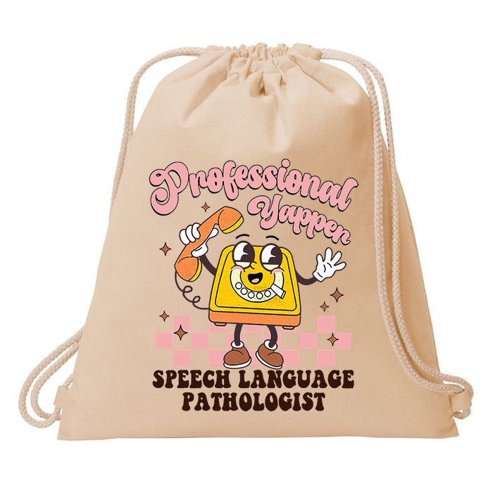 Retro Professional Yapper Speech Language Pathologist Slp Drawstring Bag