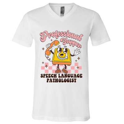 Retro Professional Yapper Speech Language Pathologist Slp V-Neck T-Shirt