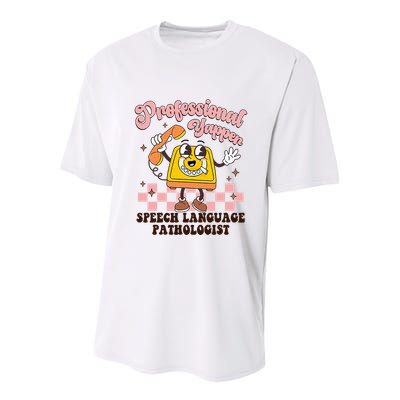 Retro Professional Yapper Speech Language Pathologist Slp Youth Performance Sprint T-Shirt
