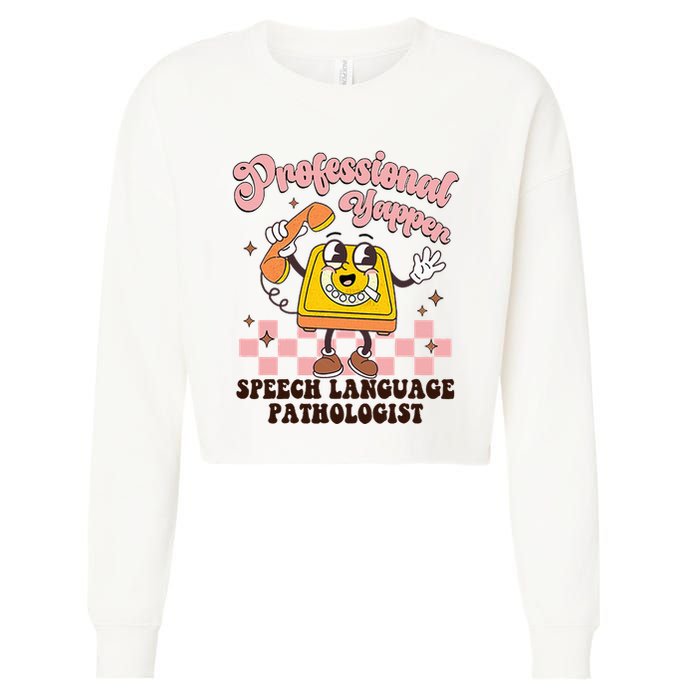 Retro Professional Yapper Speech Language Pathologist Slp Cropped Pullover Crew