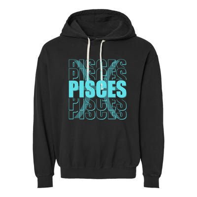 Retro Pisces Zodiac Symbol Garment-Dyed Fleece Hoodie