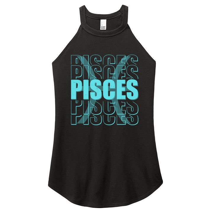 Retro Pisces Zodiac Symbol Women's Perfect Tri Rocker Tank