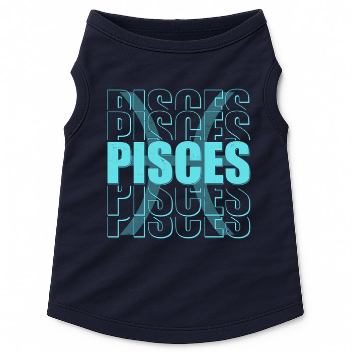 Retro Pisces Zodiac Symbol Doggie Tank