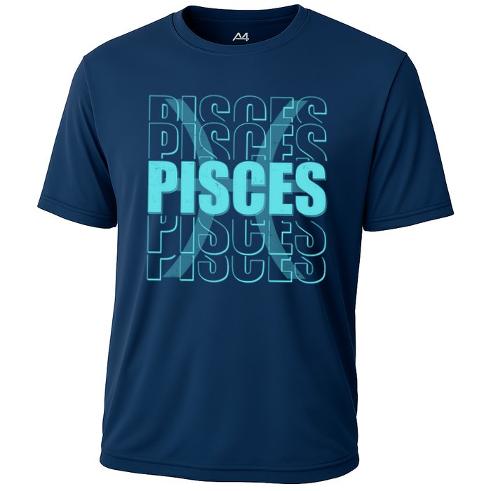 Retro Pisces Zodiac Symbol Cooling Performance Crew T-Shirt