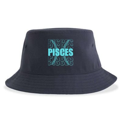 Retro Pisces Zodiac Symbol Sustainable Bucket Hat