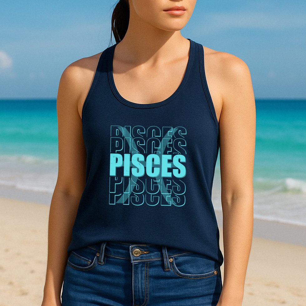 Retro Pisces Zodiac Symbol Womens Tank Top