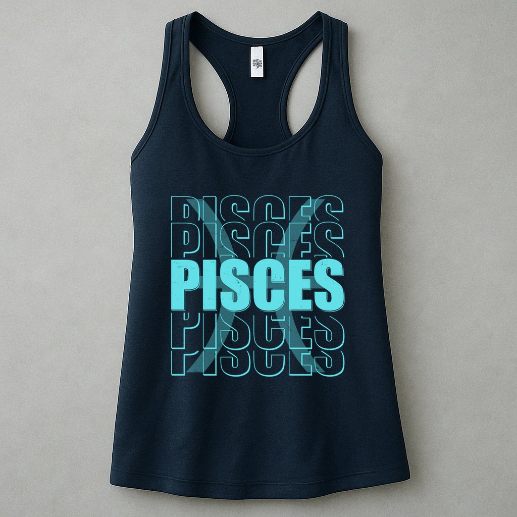 Retro Pisces Zodiac Symbol Womens Tank Top