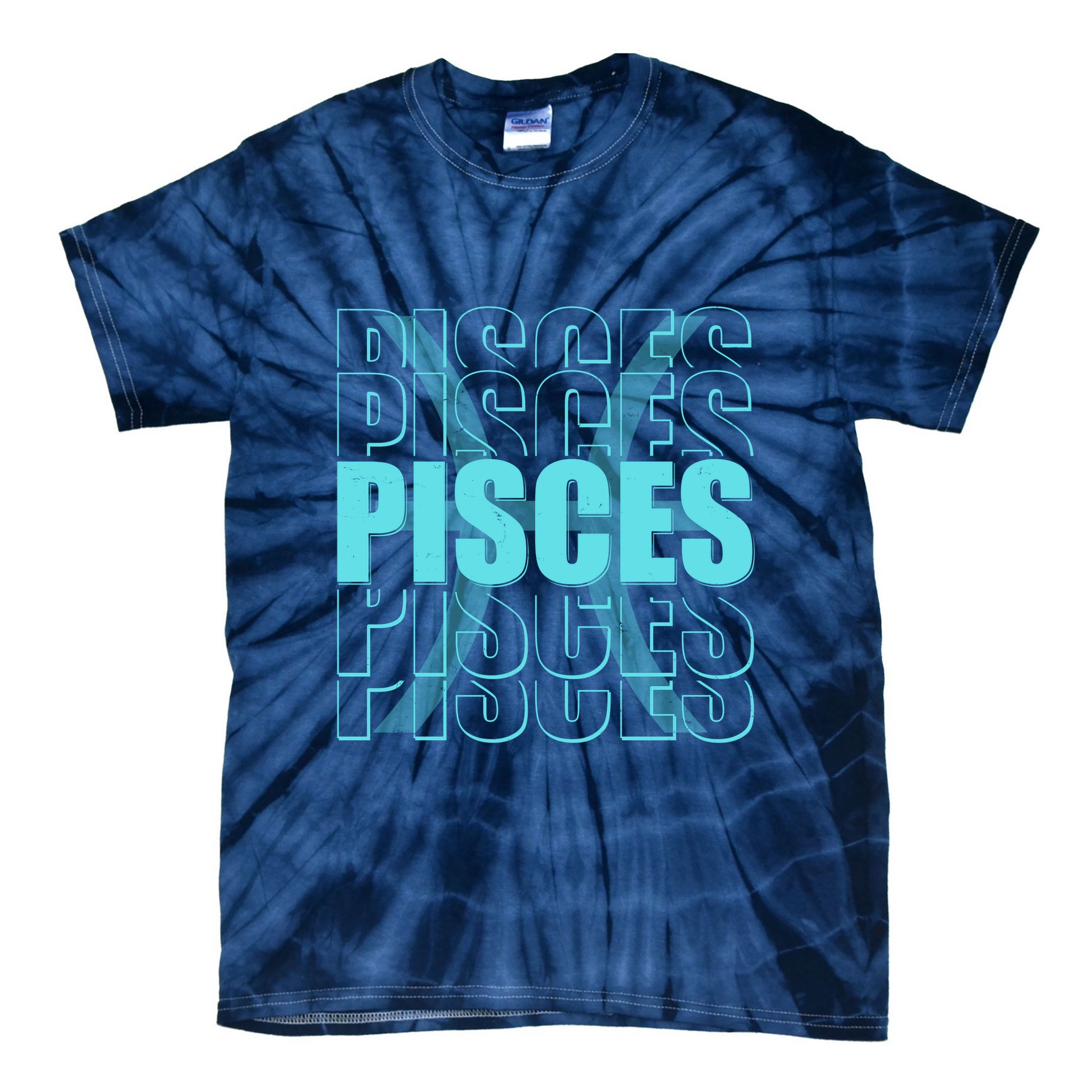 Retro Pisces Zodiac Symbol Tie-Dye T-Shirt