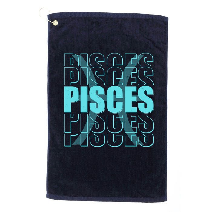 Retro Pisces Zodiac Symbol Golf Towel
