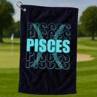 Retro Pisces Zodiac Symbol Golf Towel