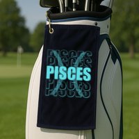 Retro Pisces Zodiac Symbol Golf Towel