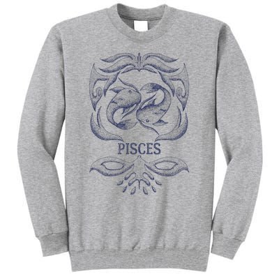 Retro Pisces Zodiac Birthday Gift Vintage Pisces Sign Tall Sweatshirt