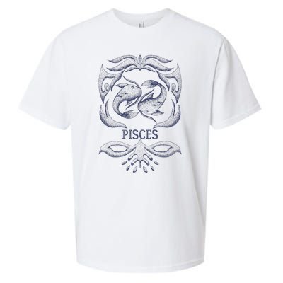 Retro Pisces Zodiac Birthday Gift Vintage Pisces Sign Sueded Cloud Jersey T-Shirt