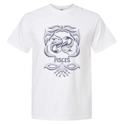 Retro Pisces Zodiac Birthday Gift Vintage Pisces Sign Garment-Dyed Heavyweight T-Shirt