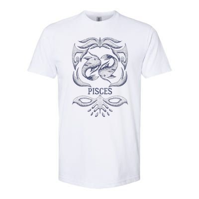 Retro Pisces Zodiac Birthday Gift Vintage Pisces Sign Softstyle CVC T-Shirt