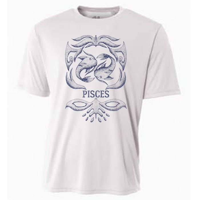 Retro Pisces Zodiac Birthday Gift Vintage Pisces Sign Cooling Performance Crew T-Shirt