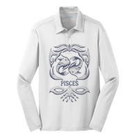 Retro Pisces Zodiac Birthday Gift Vintage Pisces Sign Silk Touch Performance Long Sleeve Polo