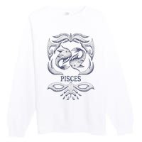 Retro Pisces Zodiac Birthday Gift Vintage Pisces Sign Premium Crewneck Sweatshirt