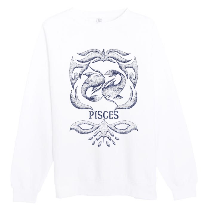 Retro Pisces Zodiac Birthday Gift Vintage Pisces Sign Premium Crewneck Sweatshirt