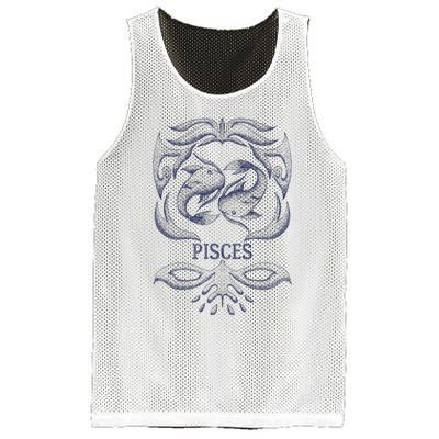 Retro Pisces Zodiac Birthday Gift Vintage Pisces Sign Mesh Reversible Basketball Jersey Tank