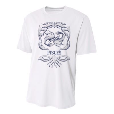 Retro Pisces Zodiac Birthday Gift Vintage Pisces Sign Performance Sprint T-Shirt