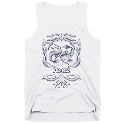 Retro Pisces Zodiac Birthday Gift Vintage Pisces Sign Tank Top