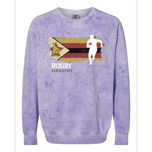 Rugby Player Zimbabwe Flag Sports Ball Rugby Colorblast Crewneck Sweatshirt