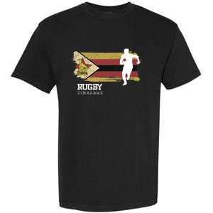 Rugby Player Zimbabwe Flag Sports Ball Rugby Garment-Dyed Heavyweight T-Shirt