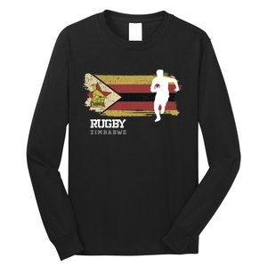 Rugby Player Zimbabwe Flag Sports Ball Rugby Long Sleeve Shirt