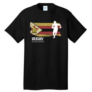 Rugby Player Zimbabwe Flag Sports Ball Rugby Tall T-Shirt