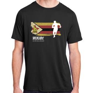 Rugby Player Zimbabwe Flag Sports Ball Rugby Adult ChromaSoft Performance T-Shirt