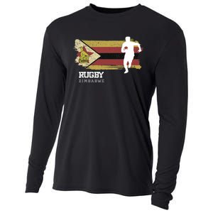 Rugby Player Zimbabwe Flag Sports Ball Rugby Cooling Performance Long Sleeve Crew