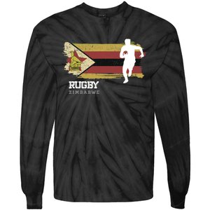 Rugby Player Zimbabwe Flag Sports Ball Rugby Tie-Dye Long Sleeve Shirt