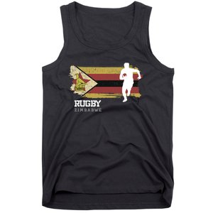 Rugby Player Zimbabwe Flag Sports Ball Rugby Tank Top