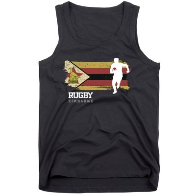 Rugby Player Zimbabwe Flag Sports Ball Rugby Tank Top