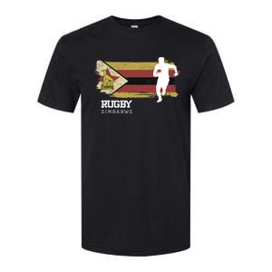 Rugby Player Zimbabwe Flag Sports Ball Rugby Softstyle CVC T-Shirt