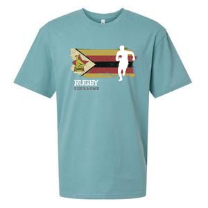 Rugby Player Zimbabwe Flag Sports Ball Rugby Sueded Cloud Jersey T-Shirt