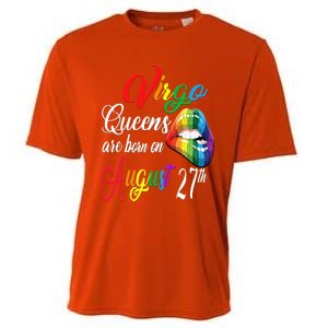 Rainbow Queens Are Born On August 27th Virgo Birthday Gift Cooling Performance Crew T-Shirt