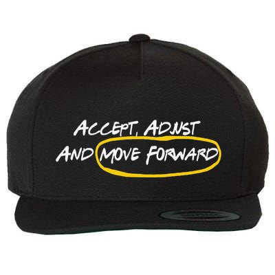 Retro Quote Accept Adjust And Move Forward Funny Basic Wool Snapback Cap
