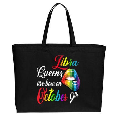 Rainbow Queens Are Born On October 9th Libra Birthday Gift Cotton Canvas Jumbo Tote