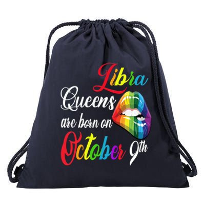 Rainbow Queens Are Born On October 9th Libra Birthday Gift Drawstring Bag